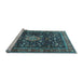 Sideview of Machine Washable Medallion Light Blue Traditional Rug, wshtr2522lblu