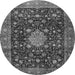 Machine Washable Medallion Gray Traditional Rug, wshtr2522gry