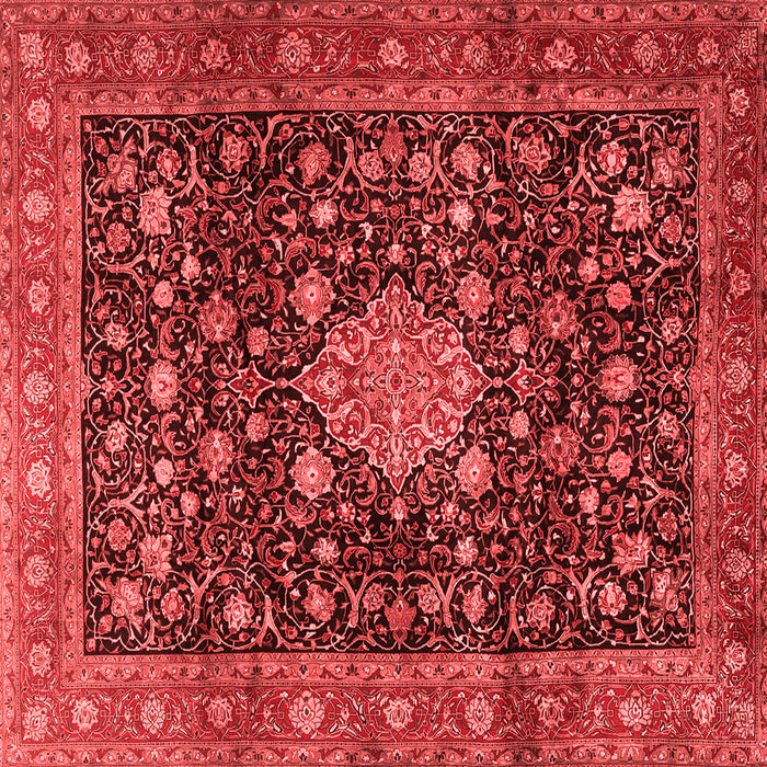 Machine Washable Medallion Red Traditional Rug, wshtr2522red