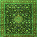 Serging Thickness of Medallion Green Traditional Rug, tr2522grn