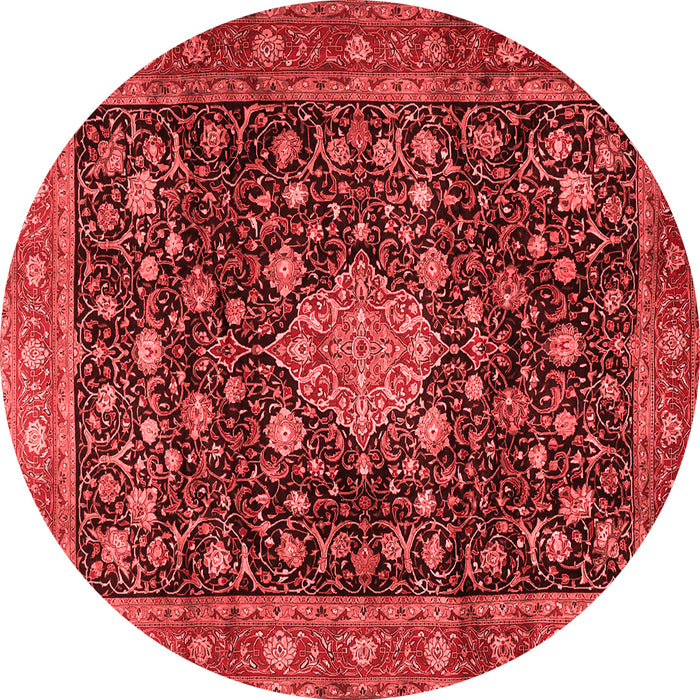 Machine Washable Medallion Red Traditional Rug, wshtr2522red