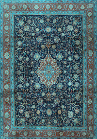 Medallion Light Blue Traditional Rug, tr2522lblu