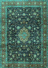 Medallion Turquoise Traditional Rug, tr2522turq