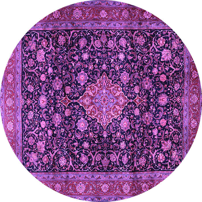 Round Medallion Purple Traditional Rug, tr2522pur