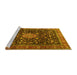 Sideview of Machine Washable Medallion Yellow Traditional Rug, wshtr2522yw