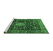 Sideview of Machine Washable Medallion Emerald Green Traditional Area Rugs, wshtr2522emgrn