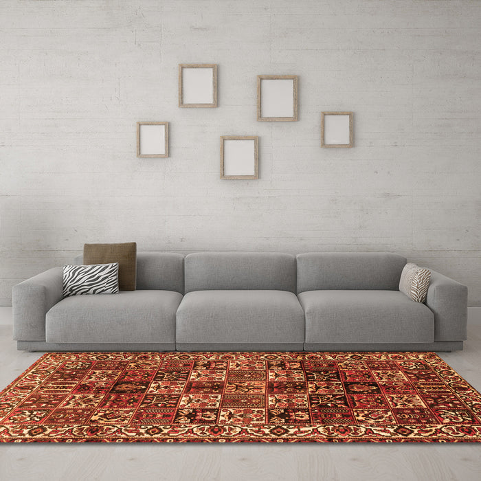 Machine Washable Persian Orange Traditional Area Rugs in a Living Room, wshtr2523org
