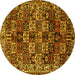 Round Persian Yellow Traditional Rug, tr2523yw