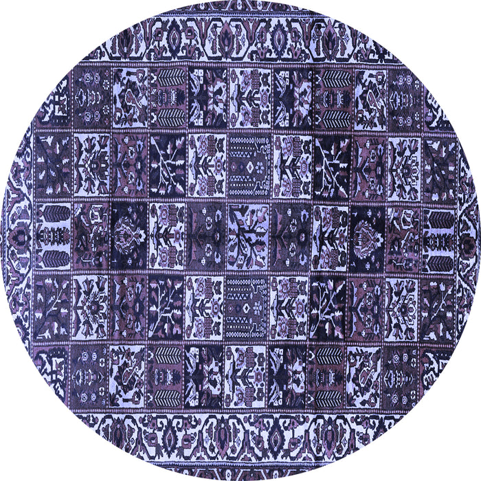Round Machine Washable Persian Blue Traditional Rug, wshtr2523blu