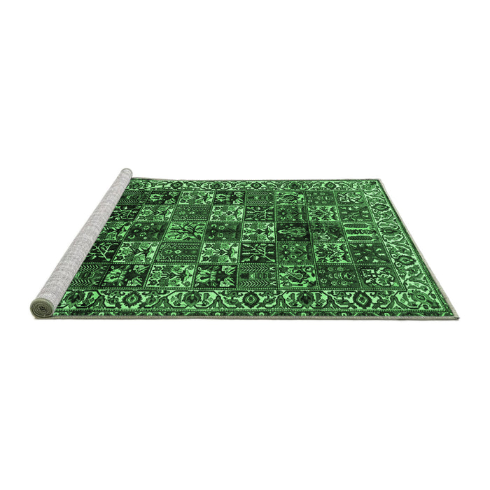 Sideview of Machine Washable Persian Emerald Green Traditional Area Rugs, wshtr2523emgrn