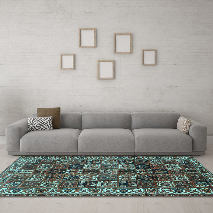 Machine Washable Persian Light Blue Traditional Rug in a Living Room, wshtr2523lblu