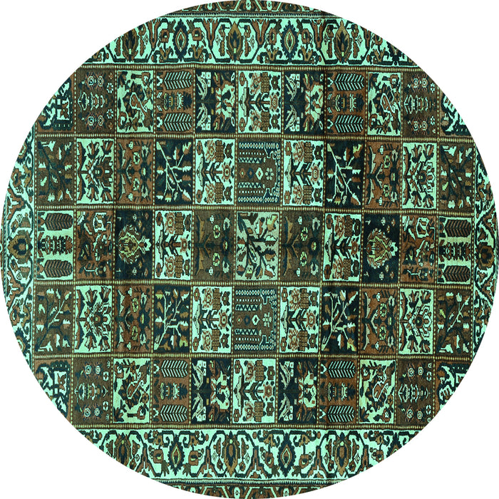 Round Persian Turquoise Traditional Rug, tr2523turq