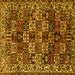 Square Machine Washable Persian Yellow Traditional Rug, wshtr2523yw