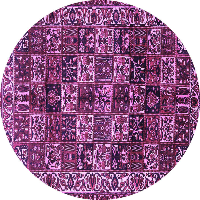 Round Machine Washable Persian Purple Traditional Area Rugs, wshtr2523pur