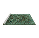 Sideview of Machine Washable Persian Turquoise Traditional Area Rugs, wshtr2523turq