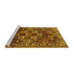 Sideview of Machine Washable Persian Yellow Traditional Rug, wshtr2523yw
