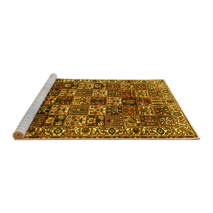 Sideview of Machine Washable Persian Yellow Traditional Rug, wshtr2523yw