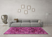 Machine Washable Persian Pink Traditional Rug in a Living Room, wshtr2523pnk