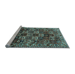 Sideview of Machine Washable Persian Light Blue Traditional Rug, wshtr2523lblu