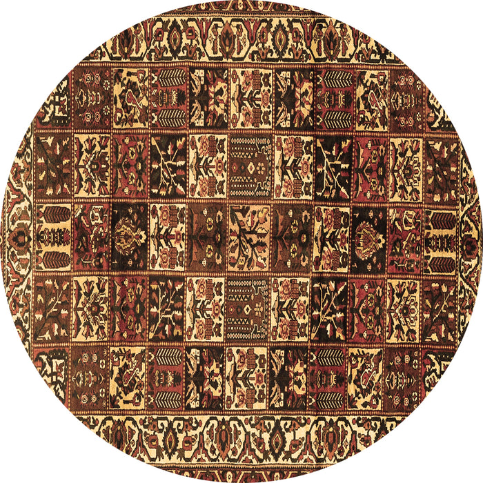 Round Persian Brown Traditional Rug, tr2523brn