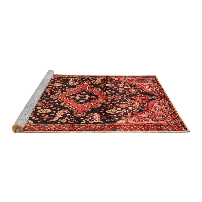 Sideview of Machine Washable Traditional Tomato Red Rug, wshtr2524
