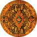 Round Machine Washable Persian Yellow Traditional Rug, wshtr2524yw