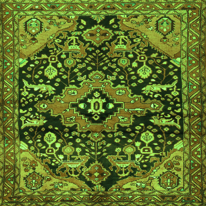 Round Machine Washable Persian Green Traditional Area Rugs, wshtr2524grn