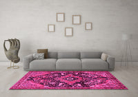 Machine Washable Persian Pink Traditional Rug, wshtr2524pnk