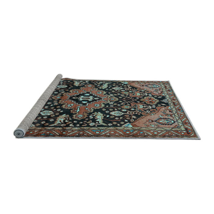 Sideview of Machine Washable Persian Light Blue Traditional Rug, wshtr2524lblu