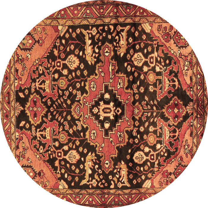 Round Machine Washable Persian Brown Traditional Rug, wshtr2524brn