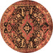 Round Machine Washable Persian Brown Traditional Rug, wshtr2524brn