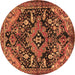 Round Persian Brown Traditional Rug, tr2524brn