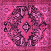 Square Machine Washable Persian Pink Traditional Rug, wshtr2524pnk