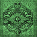 Square Machine Washable Persian Emerald Green Traditional Area Rugs, wshtr2524emgrn