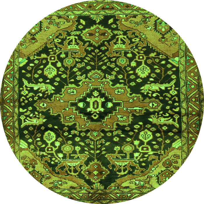 Square Persian Green Traditional Rug, tr2524grn