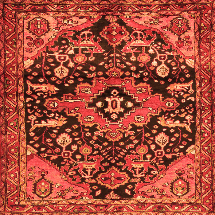 Round Machine Washable Persian Orange Traditional Area Rugs, wshtr2524org