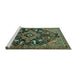 Sideview of Machine Washable Persian Turquoise Traditional Area Rugs, wshtr2524turq