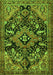 Serging Thickness of Machine Washable Persian Green Traditional Area Rugs, wshtr2524grn