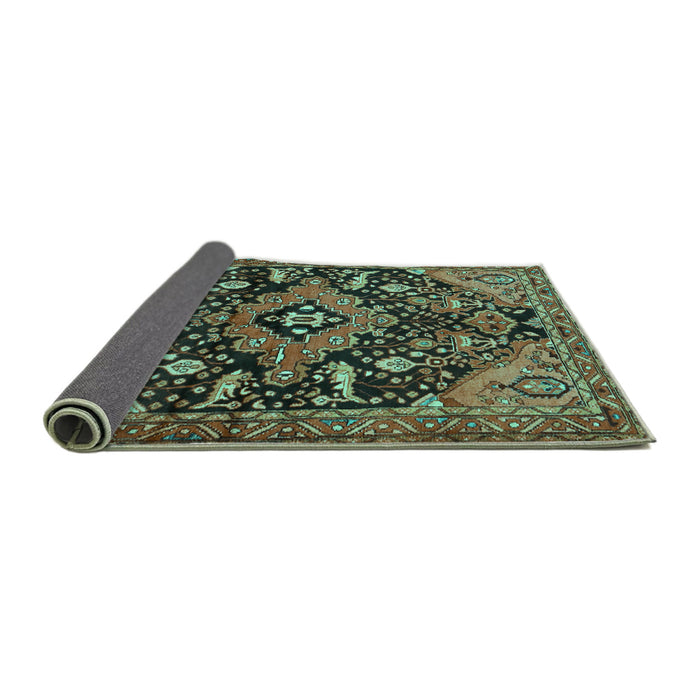 Sideview of Persian Turquoise Traditional Rug, tr2524turq