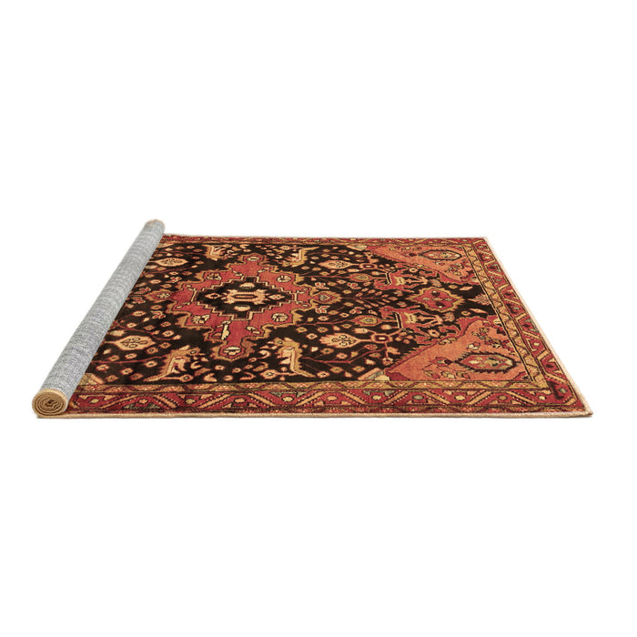 Sideview of Machine Washable Persian Brown Traditional Rug, wshtr2524brn