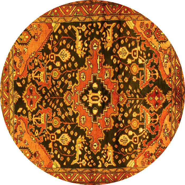 Round Persian Yellow Traditional Rug, tr2524yw