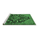 Sideview of Machine Washable Persian Emerald Green Traditional Area Rugs, wshtr2524emgrn