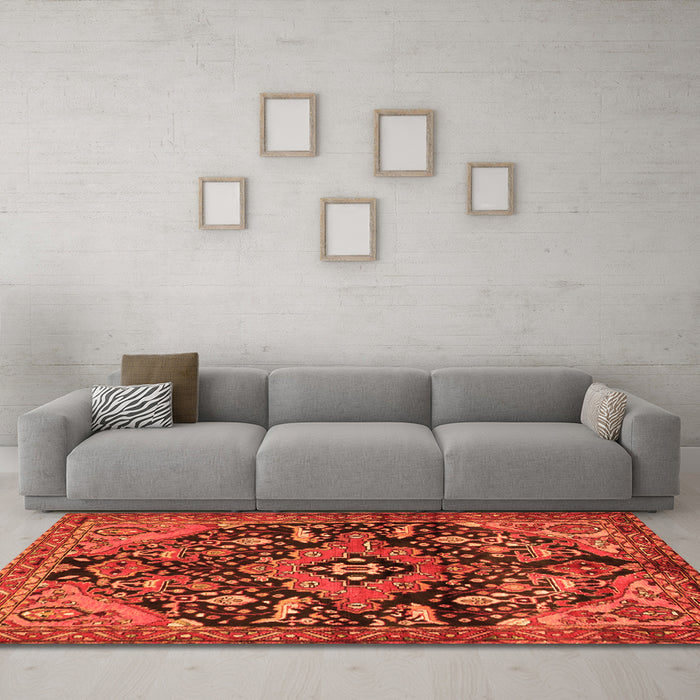 Machine Washable Persian Orange Traditional Area Rugs in a Living Room, wshtr2524org
