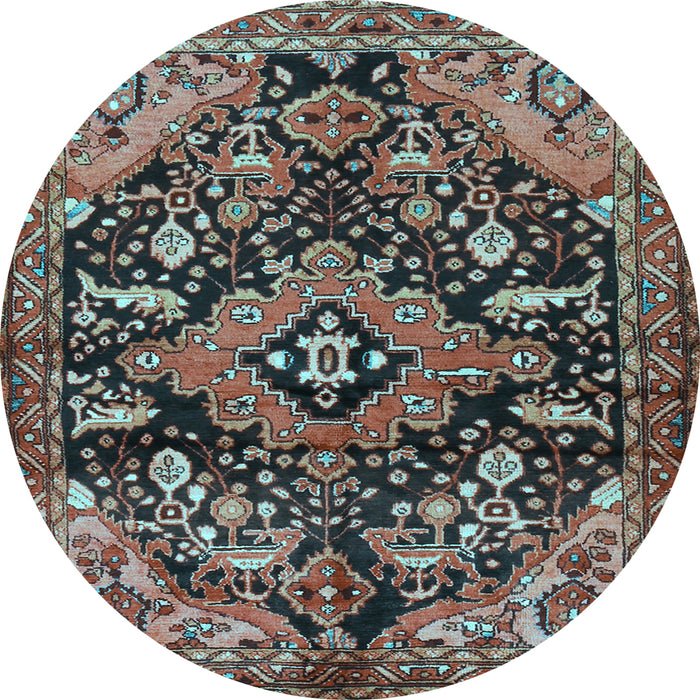 Round Persian Light Blue Traditional Rug, tr2524lblu