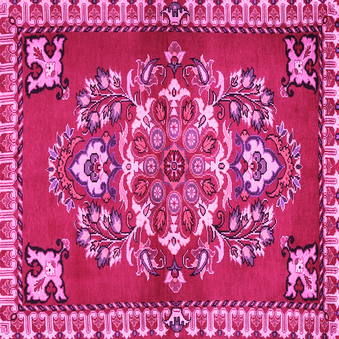Square Machine Washable Persian Pink Traditional Rug, wshtr2525pnk