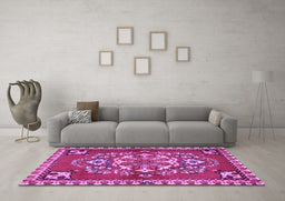 Machine Washable Persian Purple Traditional Area Rugs in a Living Room, wshtr2525pur