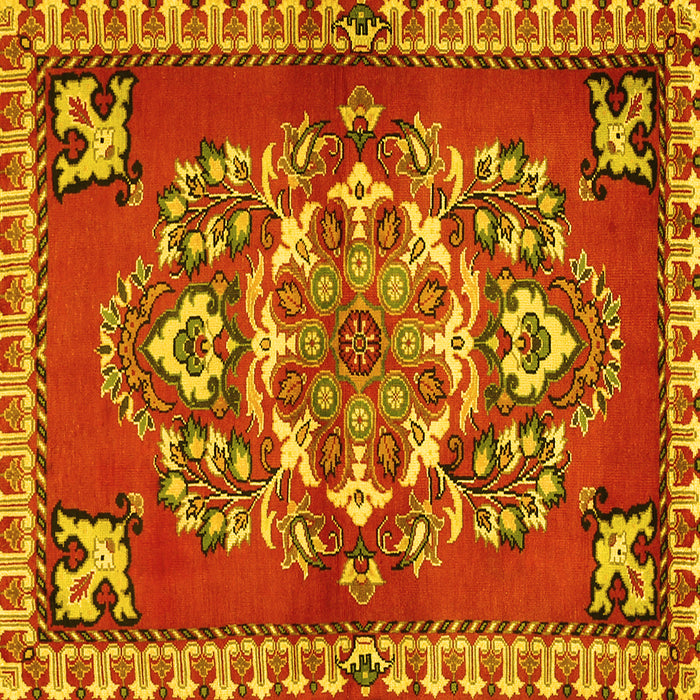 Square Machine Washable Persian Yellow Traditional Rug, wshtr2525yw