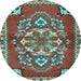 Round Machine Washable Persian Light Blue Traditional Rug, wshtr2525lblu