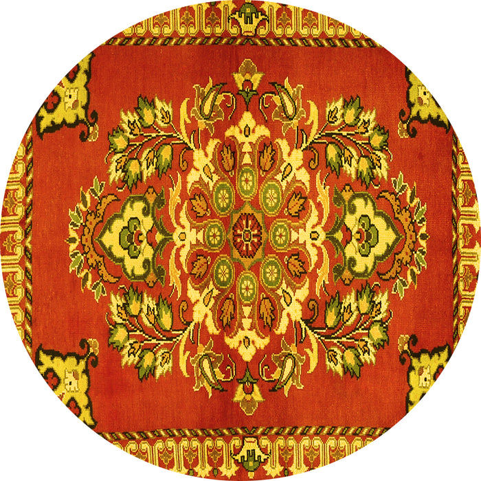 Round Persian Yellow Traditional Rug, tr2525yw