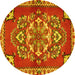 Round Persian Yellow Traditional Rug, tr2525yw